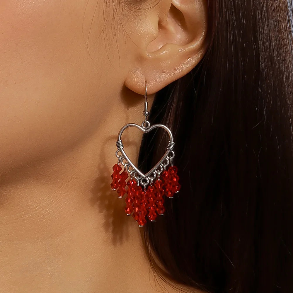 1 Pair Lady Heart Shape Zinc Alloy Drop Earrings