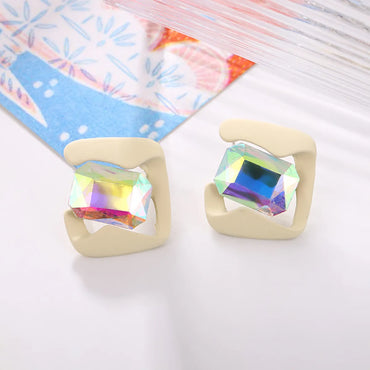 1 Pair Lady Irregular Plating Inlay Alloy Artificial Diamond Ear Studs