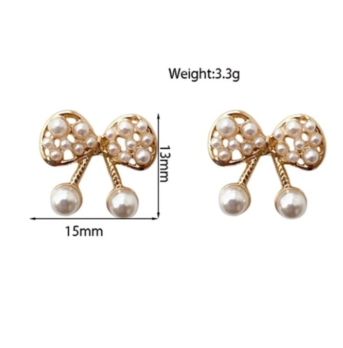 1 Pair Lady Korean Style Bow Knot Inlay Alloy Artificial Pearls Gold Plated Drop Earrings