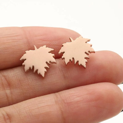 1 Pair Lady Leaf Heart Shape Stainless Steel Irregular Plating Ear Studs