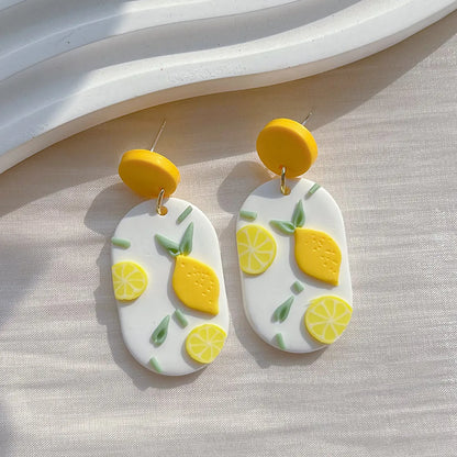 1 Pair Lady Lemon Strawberry Plating Alloy Soft Clay 14k Gold Plated Drop Earrings