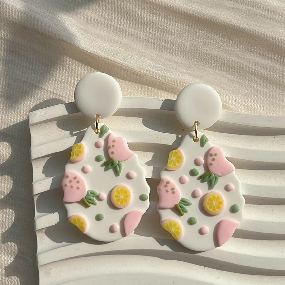 1 Pair Lady Lemon Strawberry Plating Alloy Soft Clay 14k Gold Plated Drop Earrings