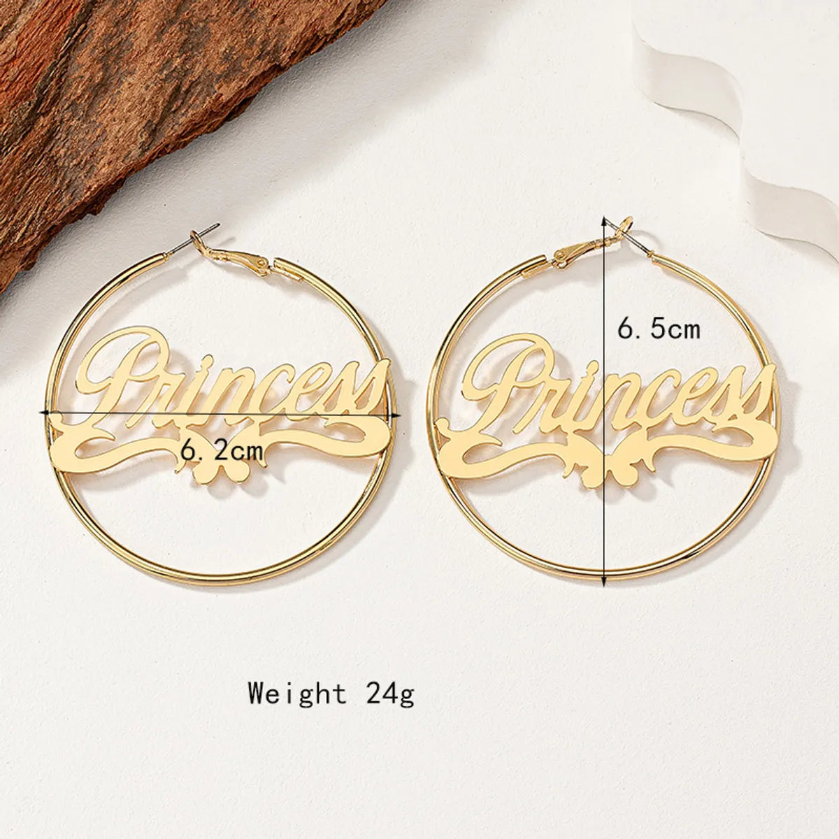 1 Pair Lady Letter Plating Hollow Out Alloy 14k Gold Plated Hoop Earrings