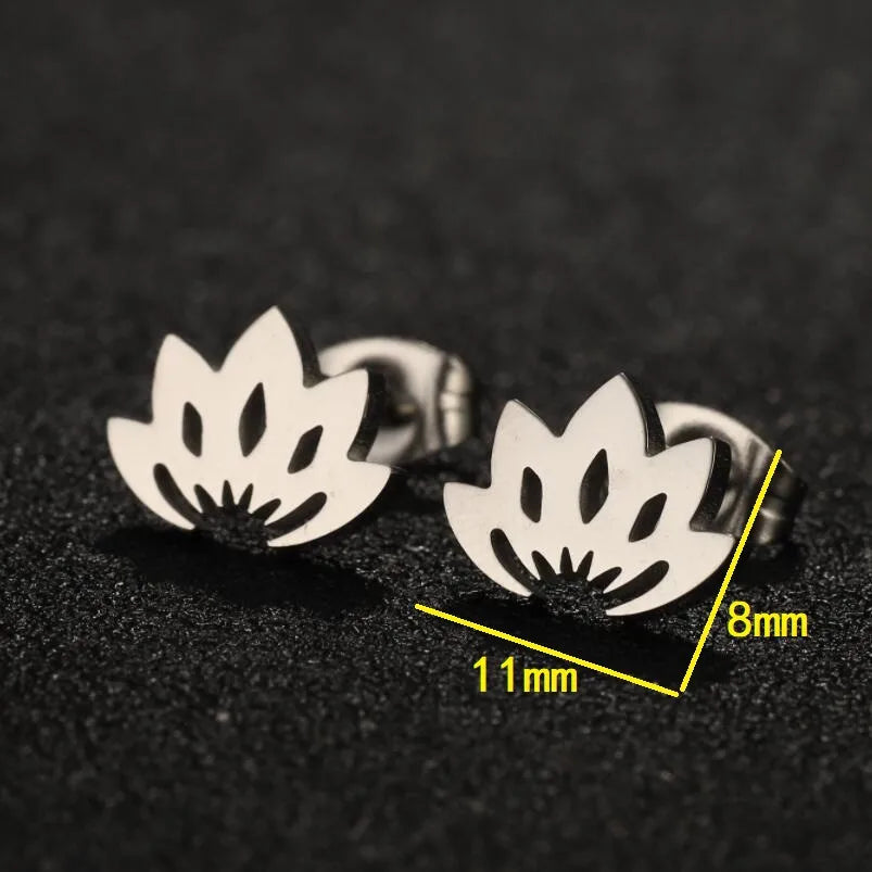 1 Pair Lady Modern Style Simple Style Lotus Plating Hollow Out Stainless Steel Ear Studs