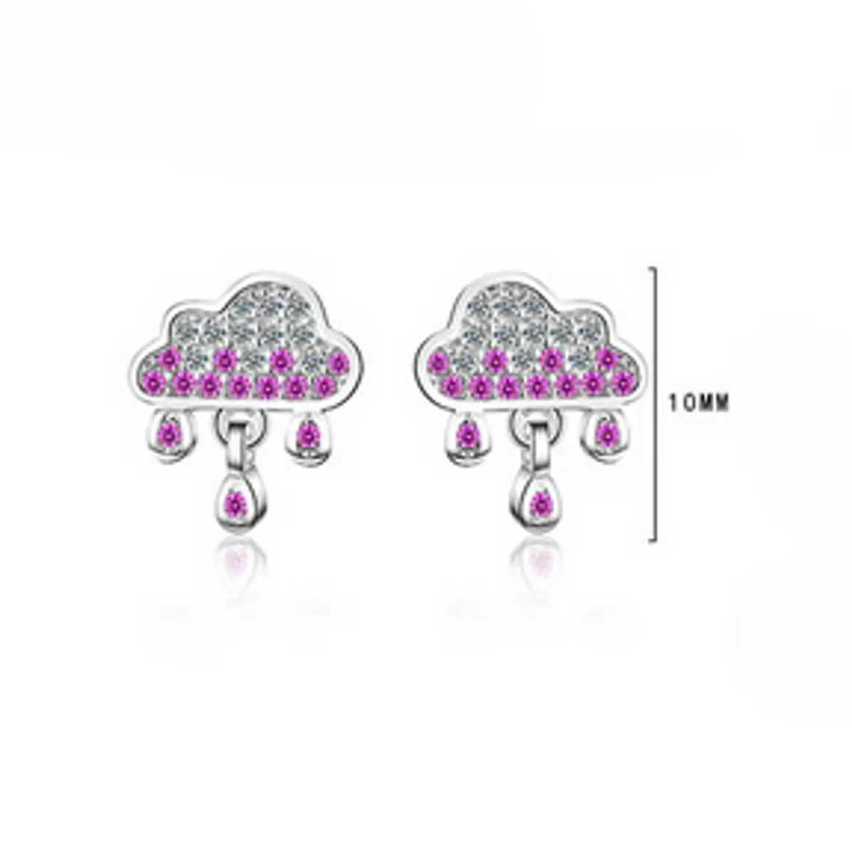 1 Pair Lady Modern Style Sweet Clouds Water Droplets Inlay Copper Rhinestones Ear Studs