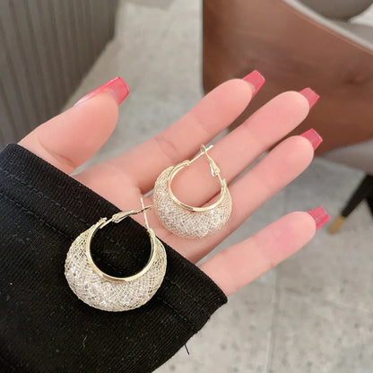 1 Pair Lady Moon Alloy Hoop Earrings