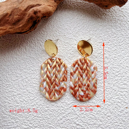 1 Pair Lady Pastoral Classic Style Printing Geometric Ditsy Floral Soft Clay Drop Earrings