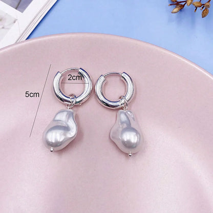 1 Pair Lady Pearl Alloy Drop Earrings