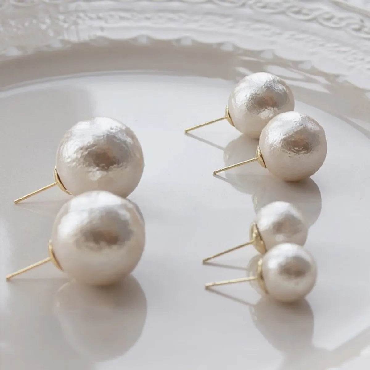 1 Pair Lady Pearl Plating Mixed Materials Ear Studs