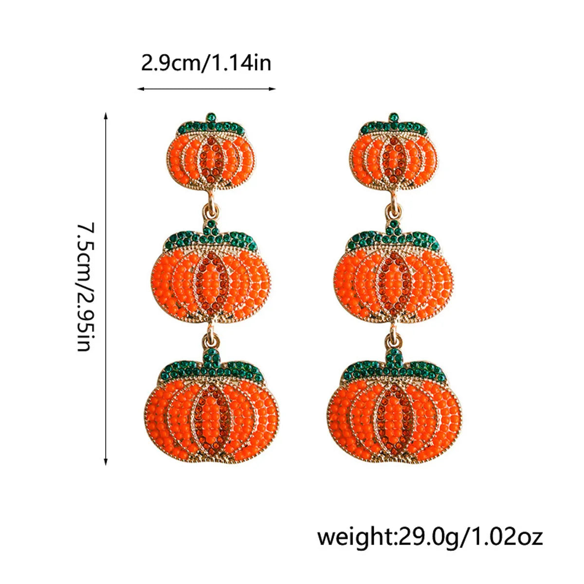 1 Pair Lady Pumpkin Plating Alloy Artificial Diamond Seed Bead Drop Earrings