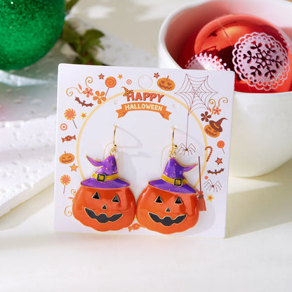 1 Pair Lady Pumpkin Spider Skull Plating Alloy Drop Earrings