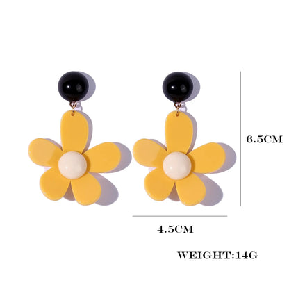 1 Pair Lady Romantic Pastoral Flower Flowers Arylic Gold Plated Drop Earrings