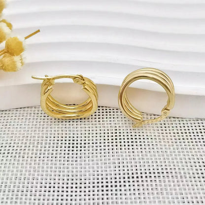 1 Pair Lady Round Plating Stainless Steel 18k Gold Plated Earrings