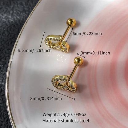 1 Pair Lady Shiny Flower Polishing Plating Inlay Stainless Steel Copper Zircon White Gold Plated Gold Plated Ear Studs