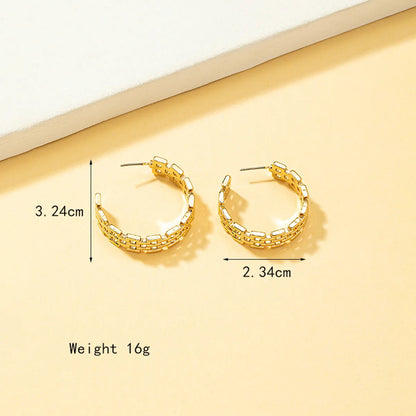 1 Pair Lady Simple Style C Shape Plating Hollow Out Alloy 14k Gold Plated Earrings