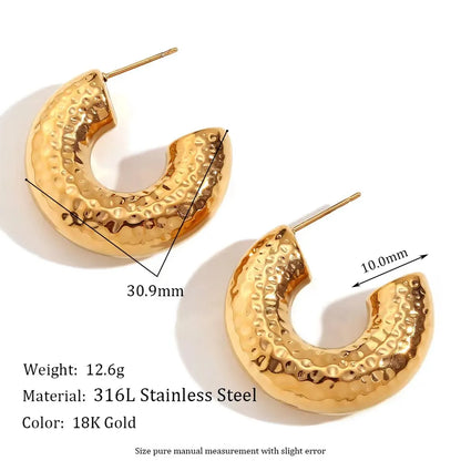 1 Pair Lady Simple Style C Shape Stainless Steel 18k Gold Plated Ear Studs