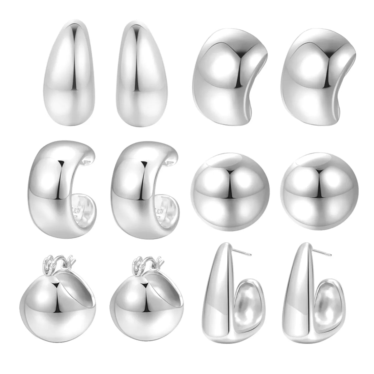 1 Pair Lady Simple Style Commute C Shape Semicircle Water Droplets Plating Alloy Gold Plated Silver Plated Ear Studs