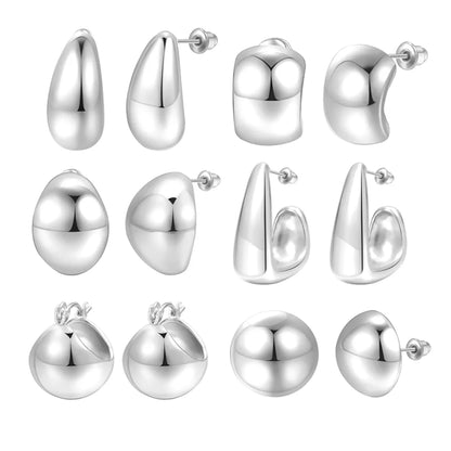 1 Pair Lady Simple Style Commute C Shape Semicircle Water Droplets Plating Alloy Gold Plated Silver Plated Ear Studs