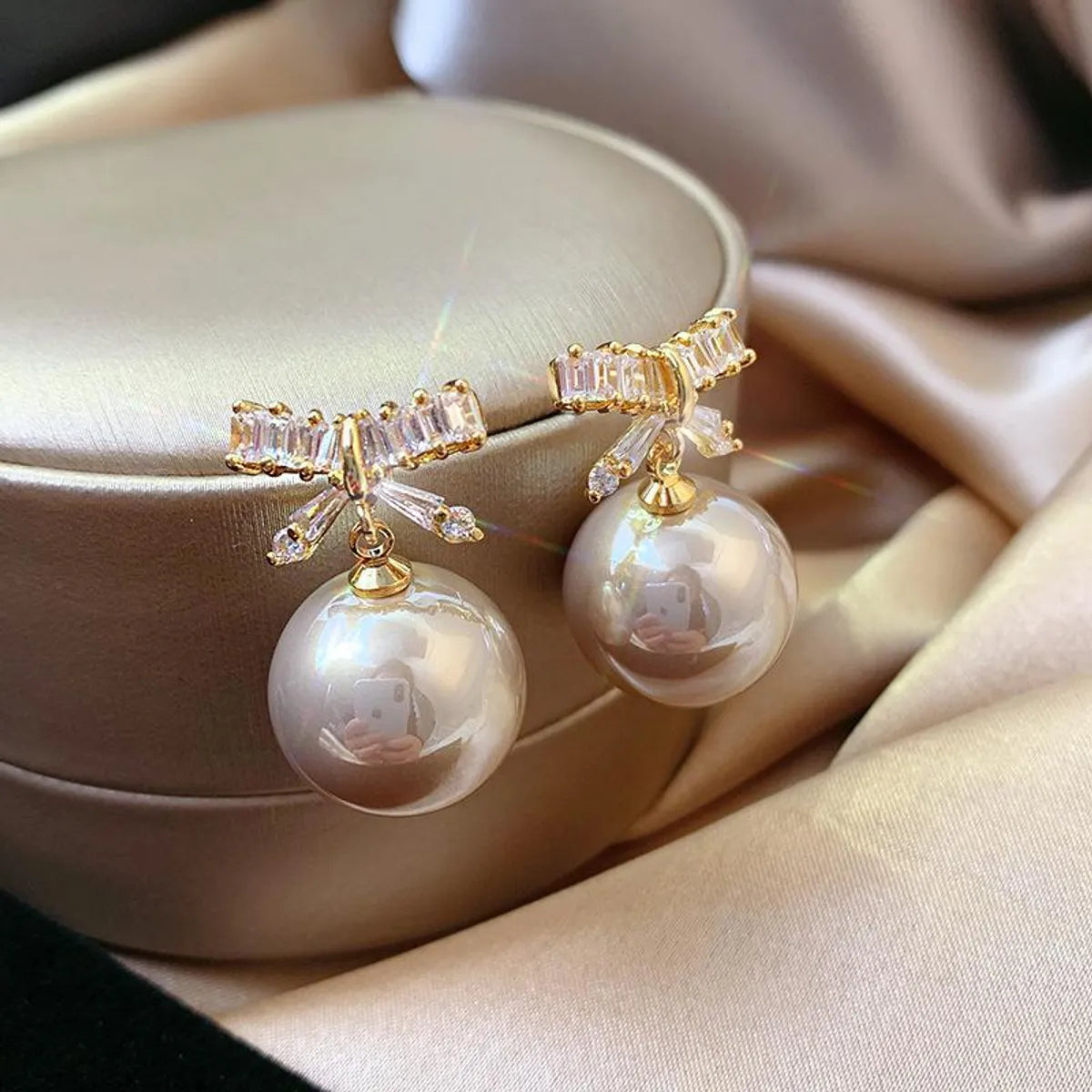 1 Pair Lady Simple Style Commute Cross Heart Shape Flower Inlay Imitation Pearl Copper Zircon Earrings