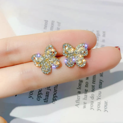 1 Pair Lady Simple Style Commute Cross Heart Shape Flower Inlay Imitation Pearl Copper Zircon Earrings