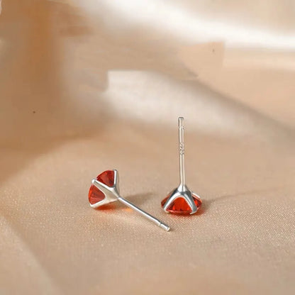 1 Pair Lady Simple Style Geometric Inlay Sterling Silver Birthstone Ear Studs