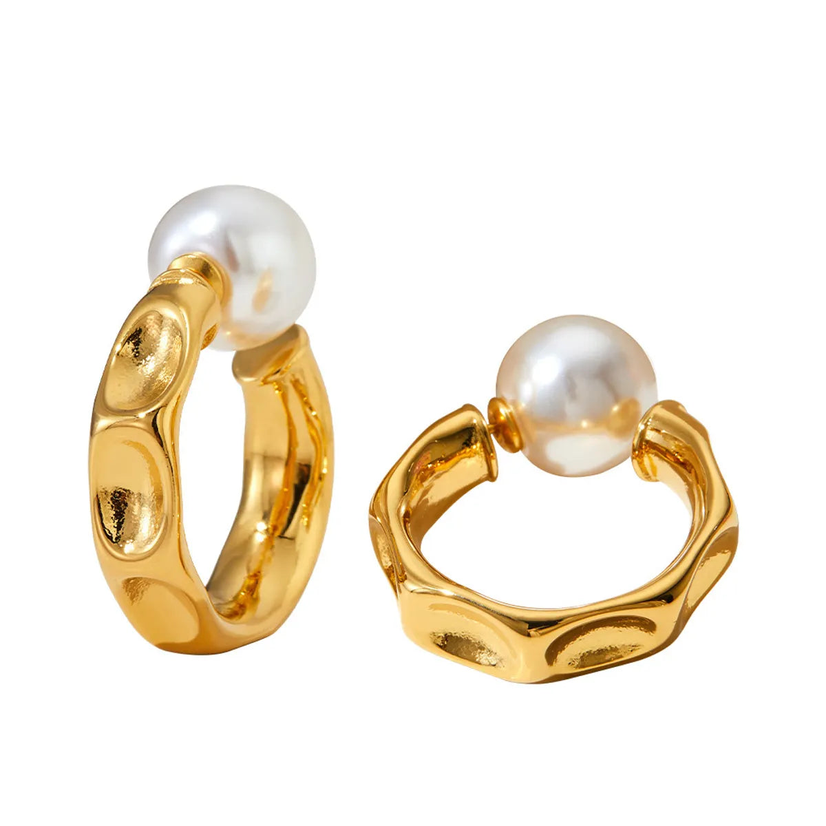 1 Pair Lady Simple Style Geometric Round Plating 304 Stainless Steel Artificial Pearls 16K Gold Plated White Gold Plated Gold Plated Ear Studs