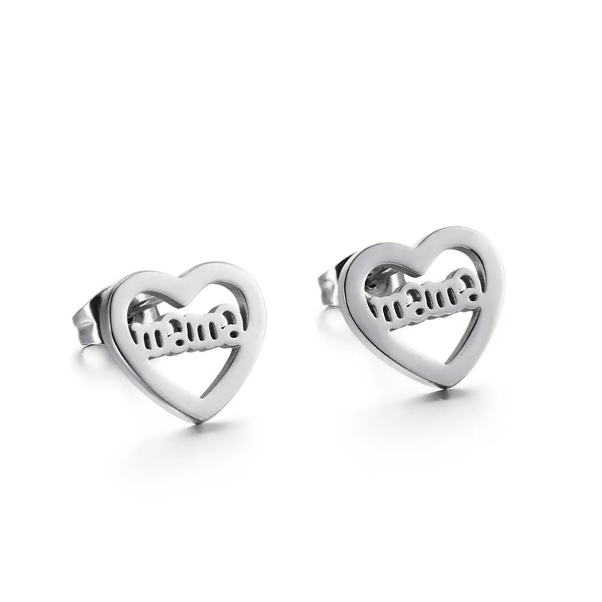 1 Pair Lady Simple Style Heart Shape Plating Titanium Steel Ear Studs