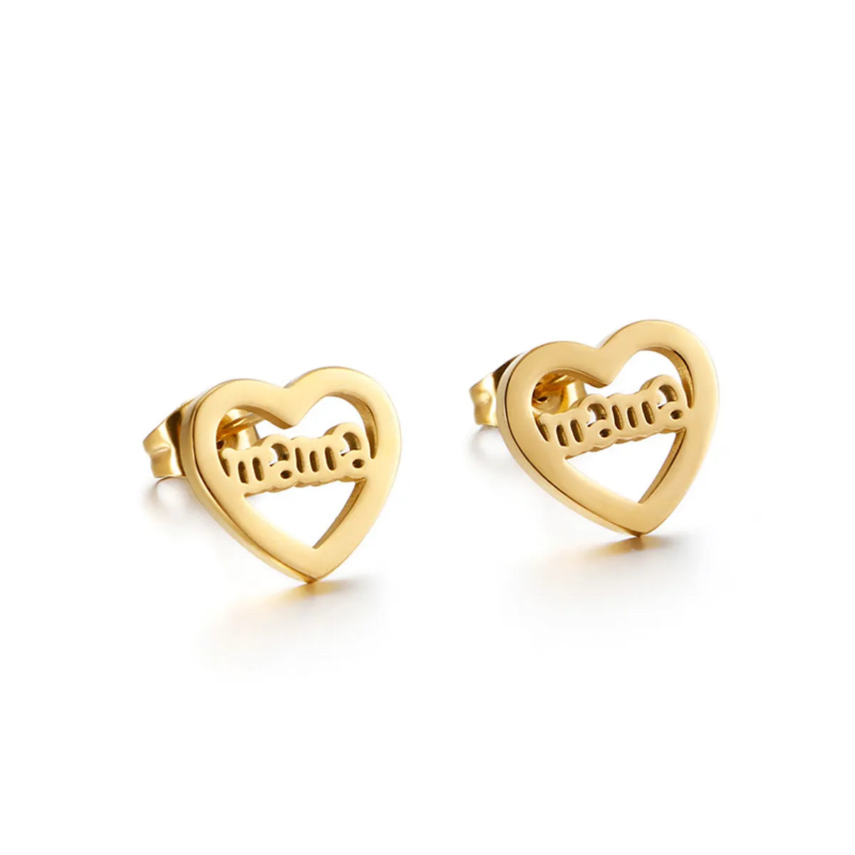 1 Pair Lady Simple Style Heart Shape Plating Titanium Steel Ear Studs