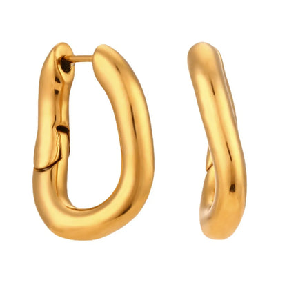 1 Pair Lady Simple Style Irregular Polishing Plating Stainless Steel 18K Gold Plated Hoop Earrings