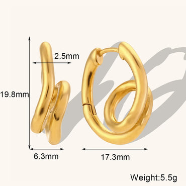 1 Pair Lady Simple Style Irregular Polishing Plating Stainless Steel 18K Gold Plated Hoop Earrings