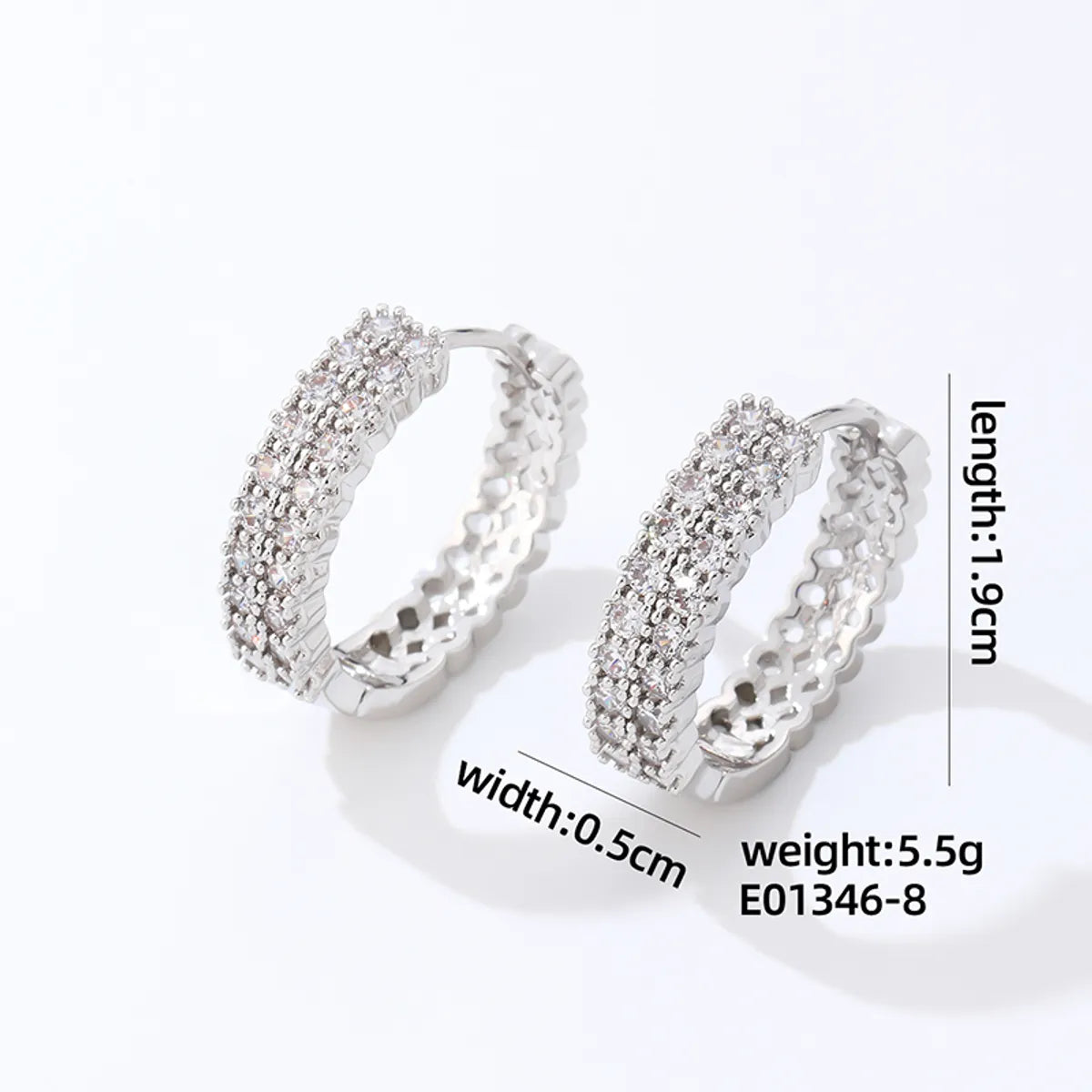 1 Pair Lady Simple Style Round Plating Inlay Copper Zircon White Gold Plated Hoop Earrings