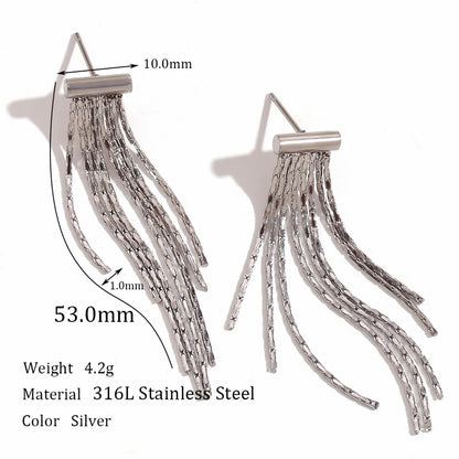 1 Pair Lady Simple Style Tassel Plating Stainless Steel 18k Gold Plated Drop Earrings