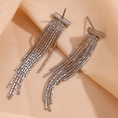 1 Pair Lady Simple Style Tassel Plating Stainless Steel 18k Gold Plated Drop Earrings