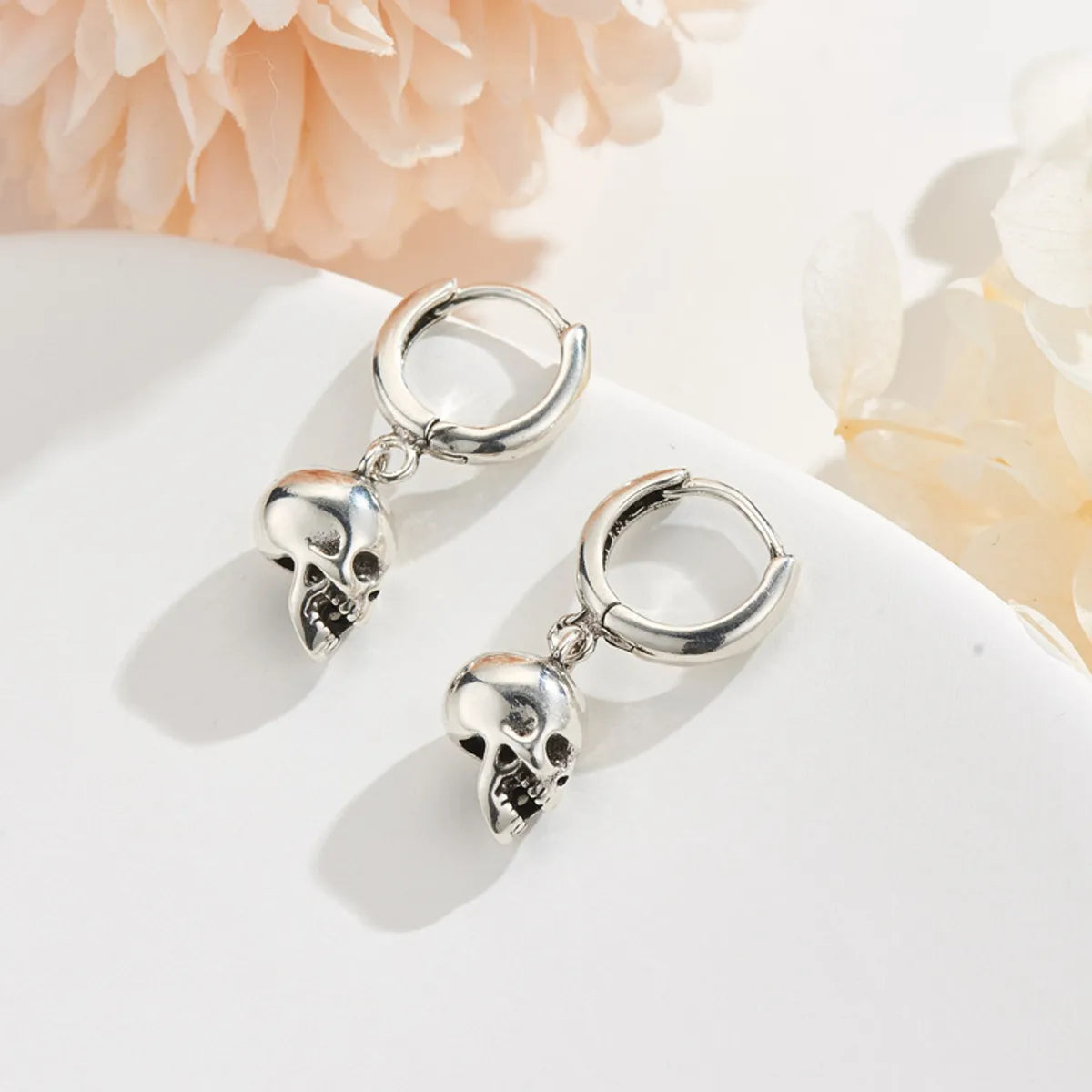 1 Pair Lady Skull Plating Copper Earrings