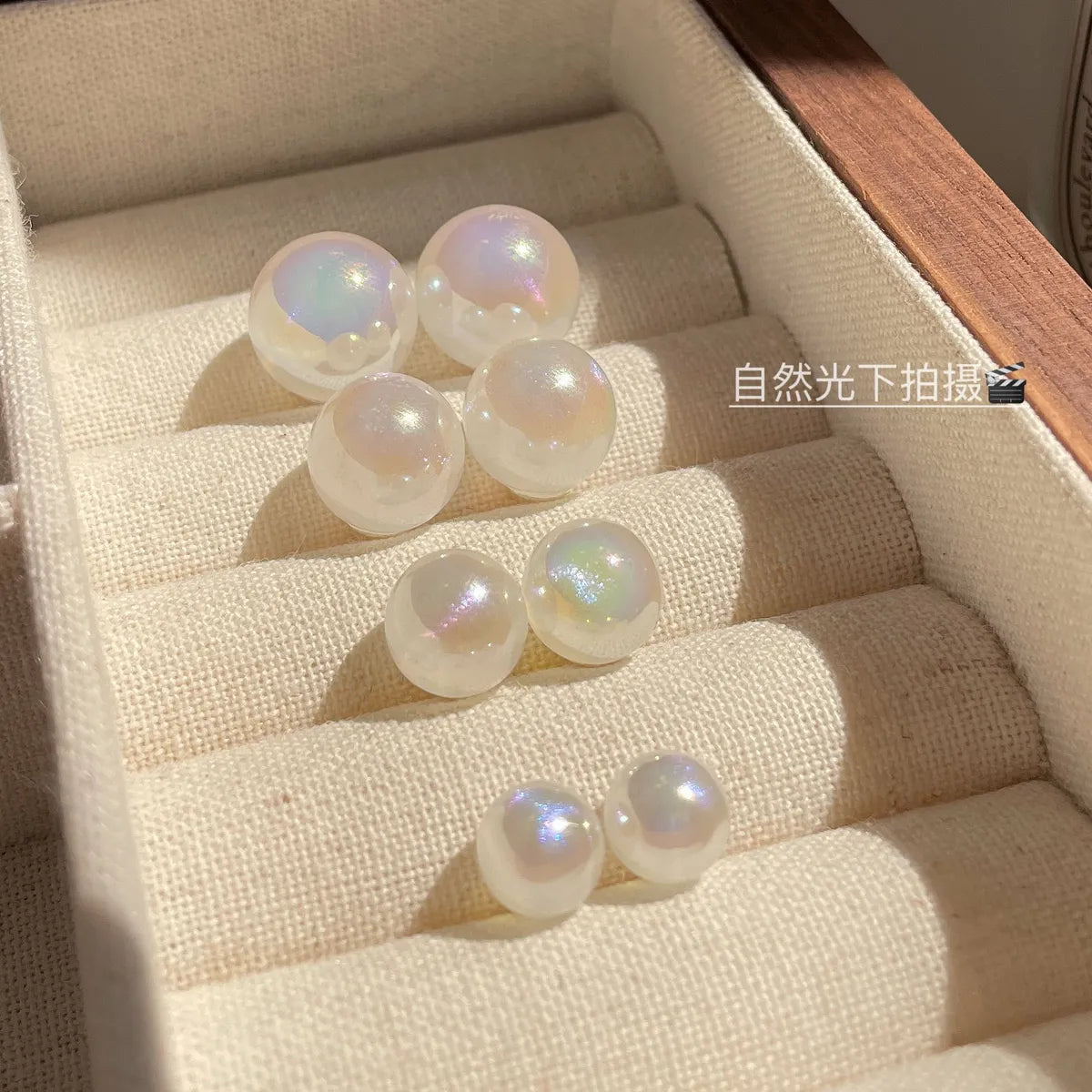 1 Pair Lady Solid Color Imitation Pearl Ear Studs