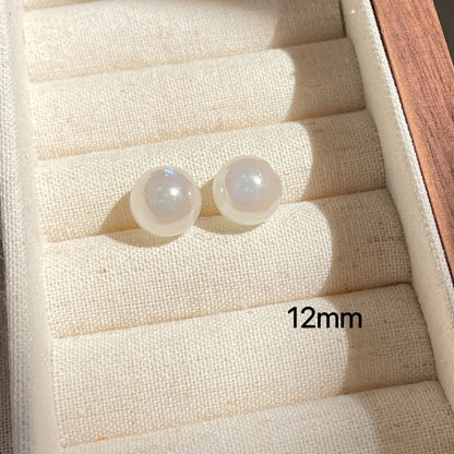 1 Pair Lady Solid Color Imitation Pearl Ear Studs