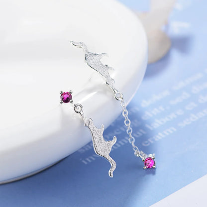 1 Pair Lady Solid Color Plating Inlay Copper Zircon Silver Plated Drop Earrings