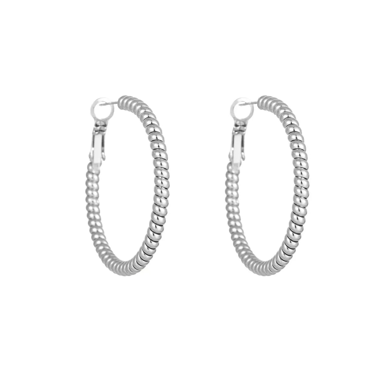 1 Pair Lady Solid Color Plating Titanium Steel Hoop Earrings