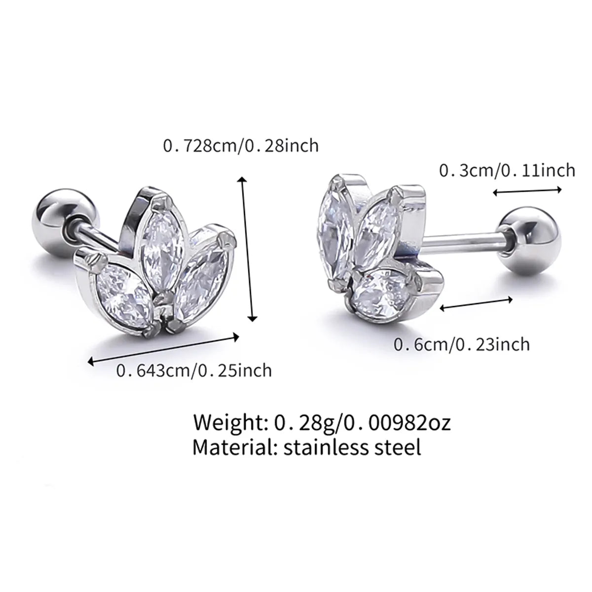 1 Pair Lady Solid Color Polishing Inlay Pure Titanium Zircon Non-Electroplating Ear Studs