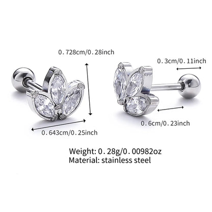 1 Pair Lady Solid Color Polishing Inlay Pure Titanium Zircon Non-Electroplating Ear Studs