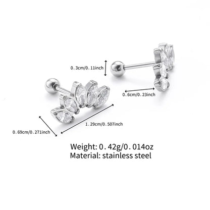 1 Pair Lady Solid Color Polishing Inlay Pure Titanium Zircon Non-Electroplating Ear Studs