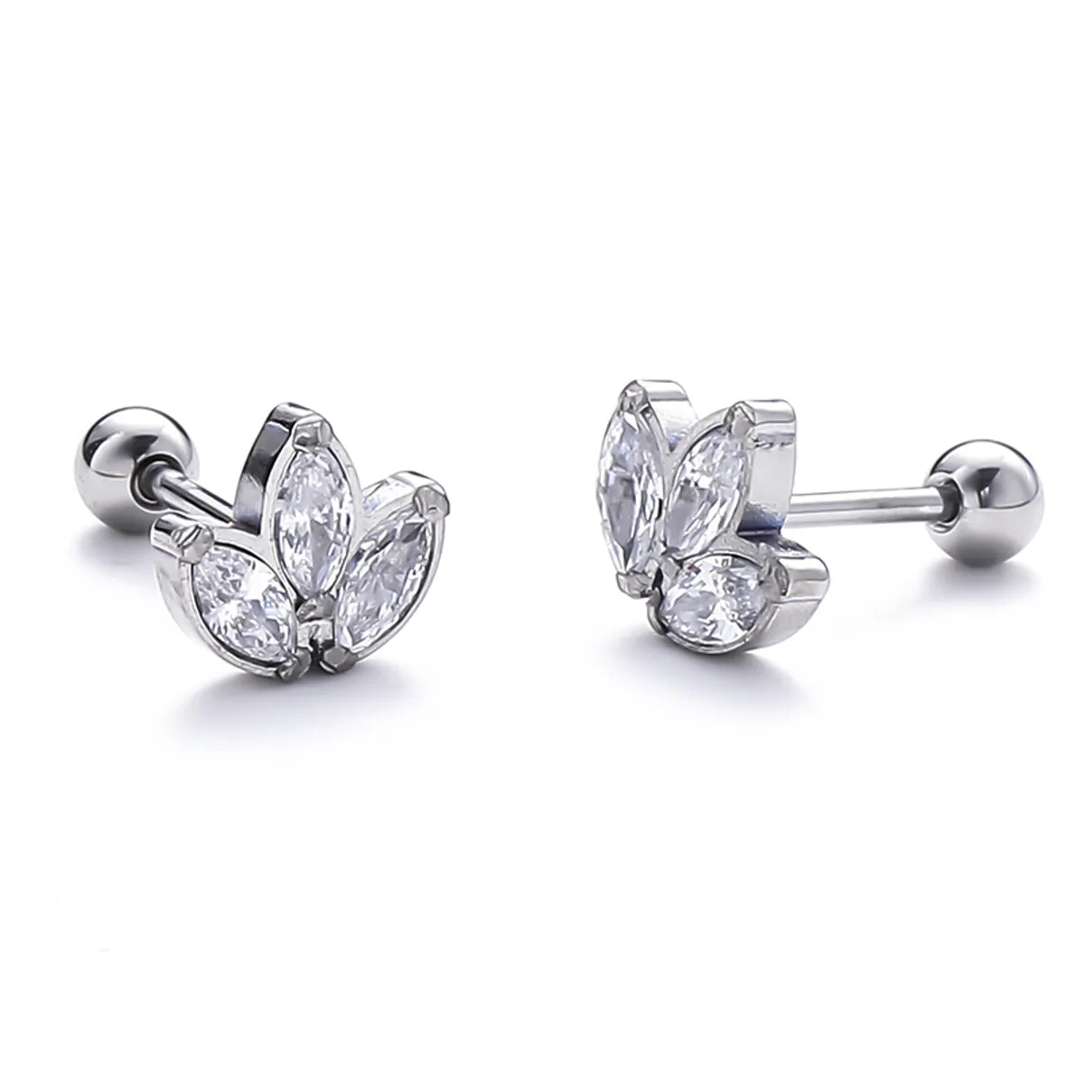 1 Pair Lady Solid Color Polishing Inlay Pure Titanium Zircon Non-Electroplating Ear Studs