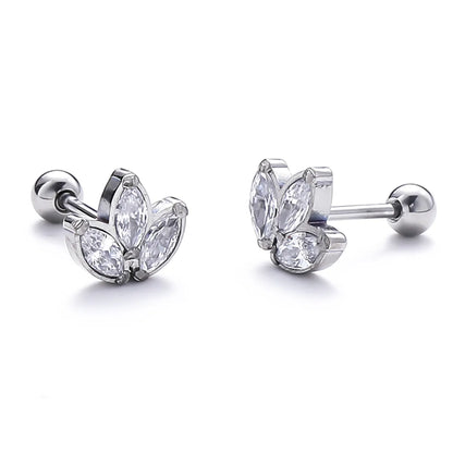 1 Pair Lady Solid Color Polishing Inlay Pure Titanium Zircon Non-Electroplating Ear Studs