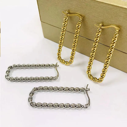 1 Pair Lady Square Plating Stainless Steel Earrings