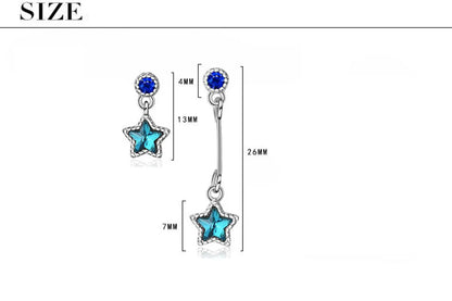 1 Pair Lady Star Inlay Copper Artificial Crystal Zircon Drop Earrings