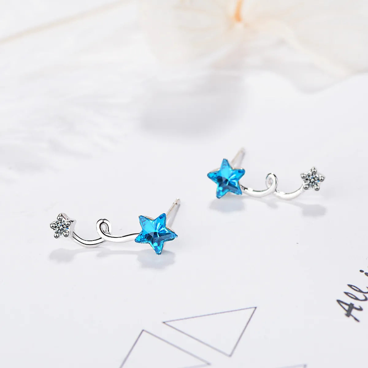 1 Pair Lady Star Plating Inlay Copper Artificial Crystal White Gold Plated Ear Studs