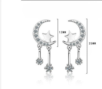 1 Pair Lady Star Plating Inlay Copper Zircon White Gold Plated Drop Earrings