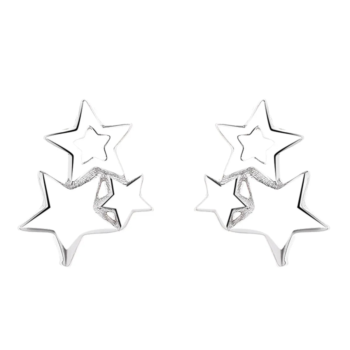 1 Pair Lady Star Plating Sterling Silver Ear Studs