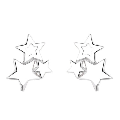 1 Pair Lady Star Plating Sterling Silver Ear Studs