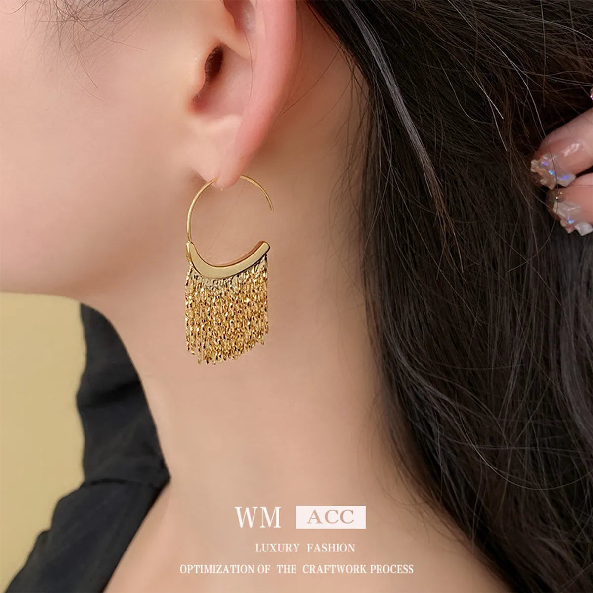 1 Pair Lady Streetwear Geometric Copper Tassel Drop Earrings